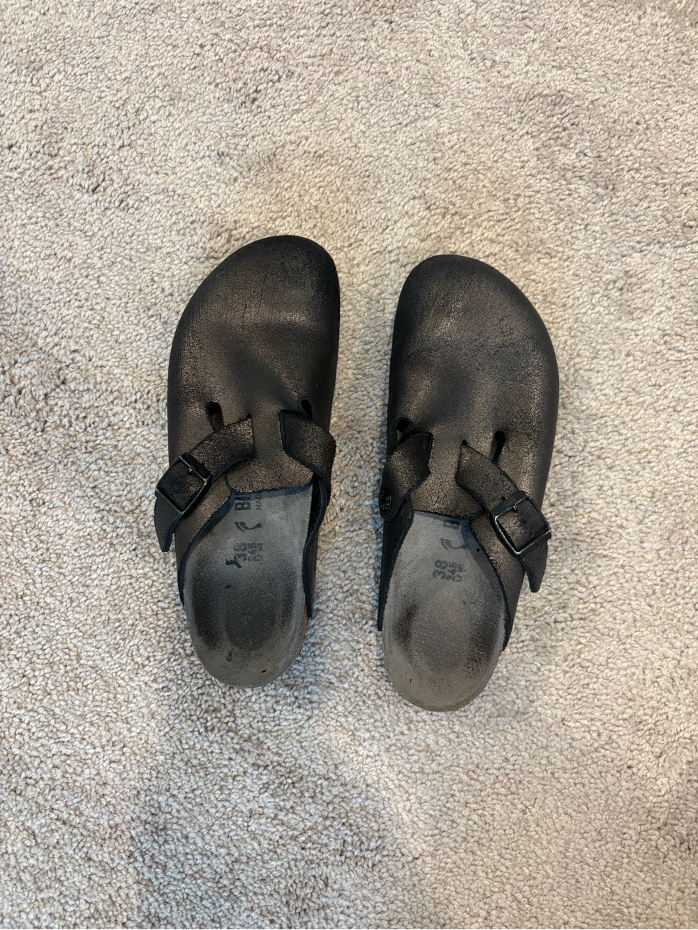 Black Slip-On Buckle Clog Mules
